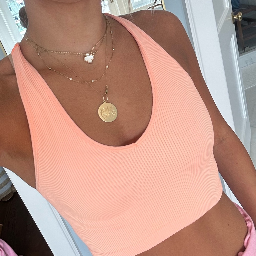 Coral Free People Movement Cropped Halter Top